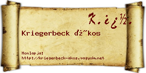 Kriegerbeck Ákos névjegykártya
